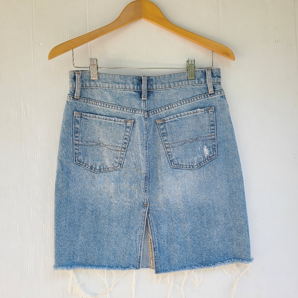 LUCKY BRAND high rise distressed lightwash denim pencil skirt - Picture 3 of 8